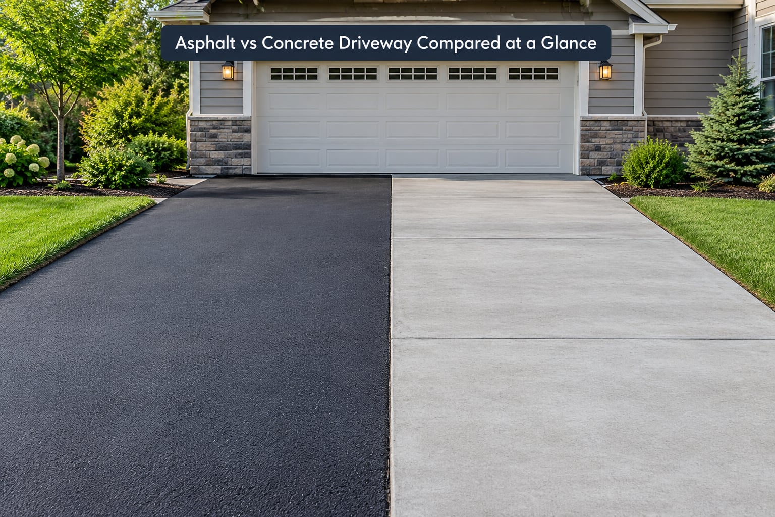 Asphalt vs Concrete Driveway Compared at a Glance