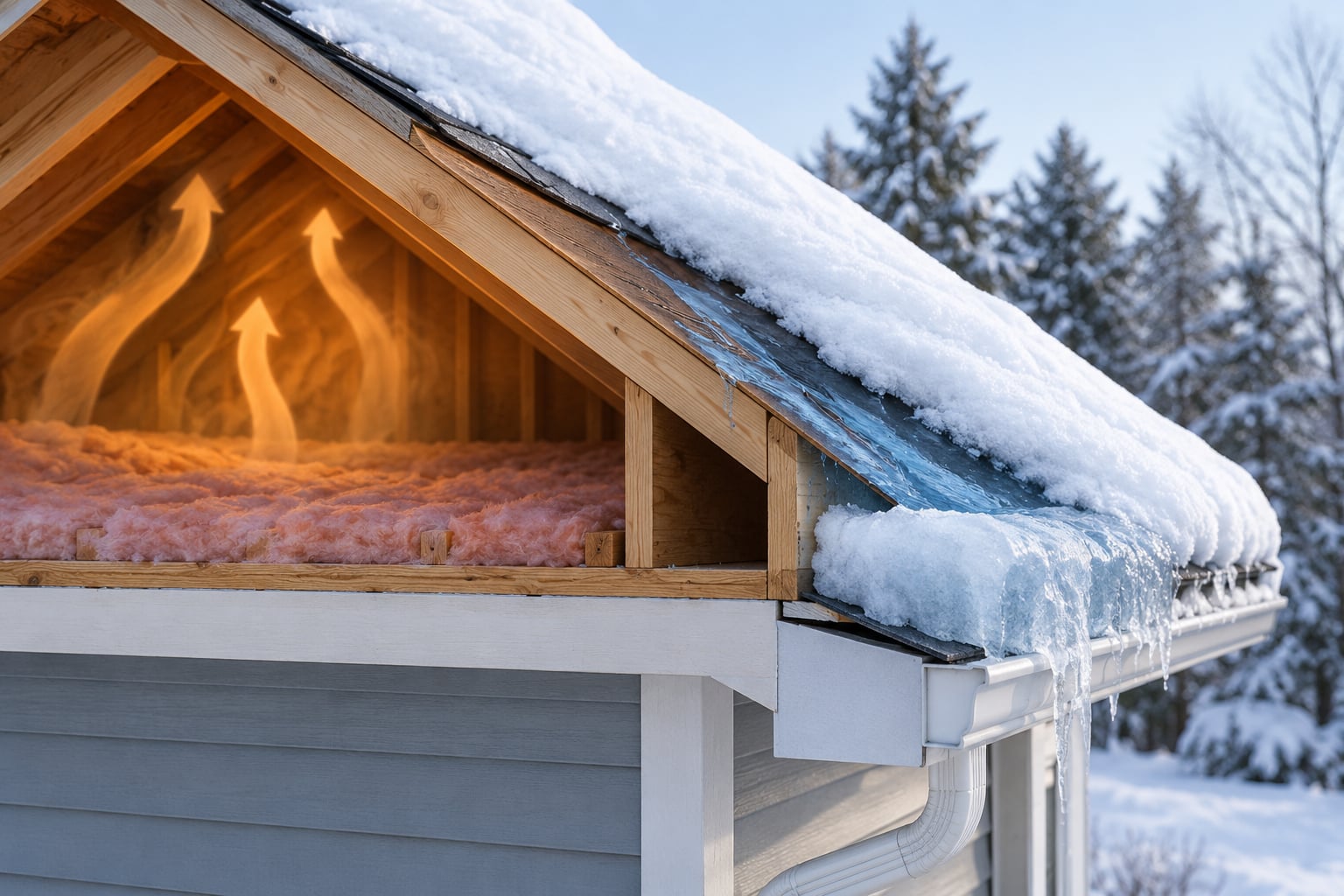 what causes ice dams on roofs