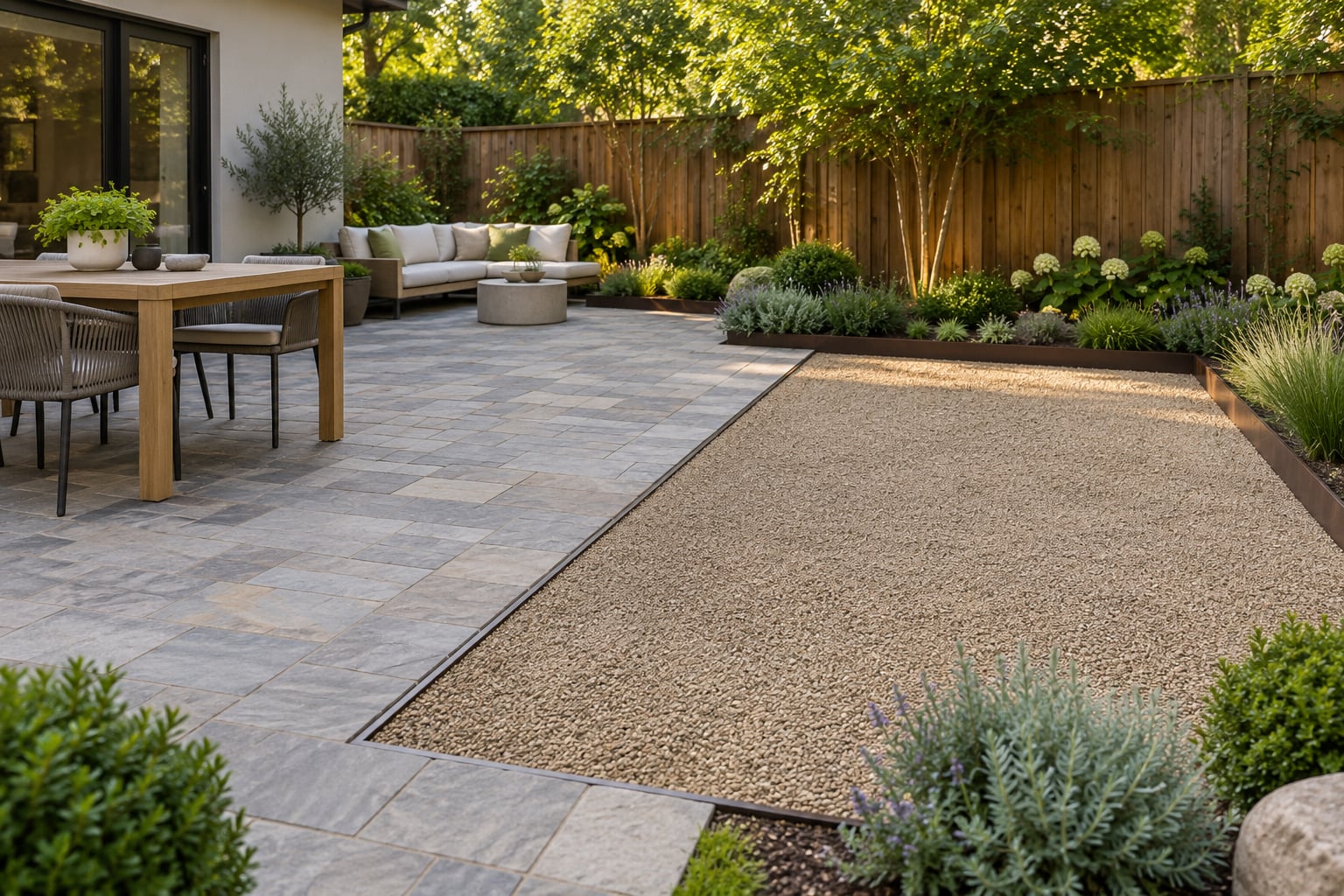 gravel patio vs paver patio