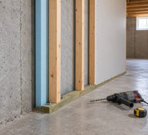 how to frame a basement wall against concrete