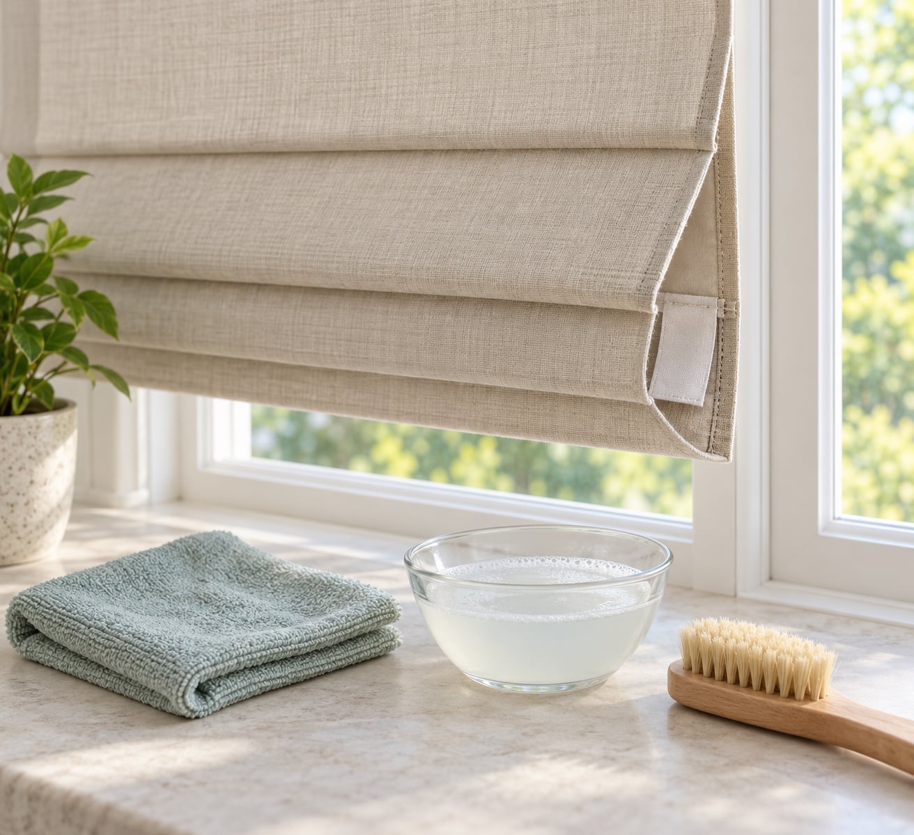 how to clean fabric roman shades