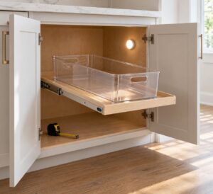 how to organize deep kitchen cabinets