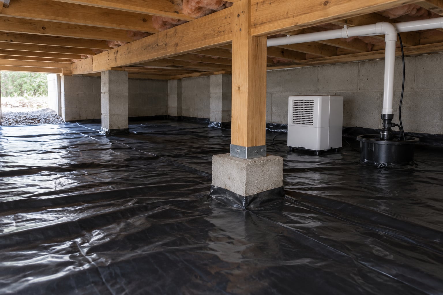 how to fix a wet crawl space