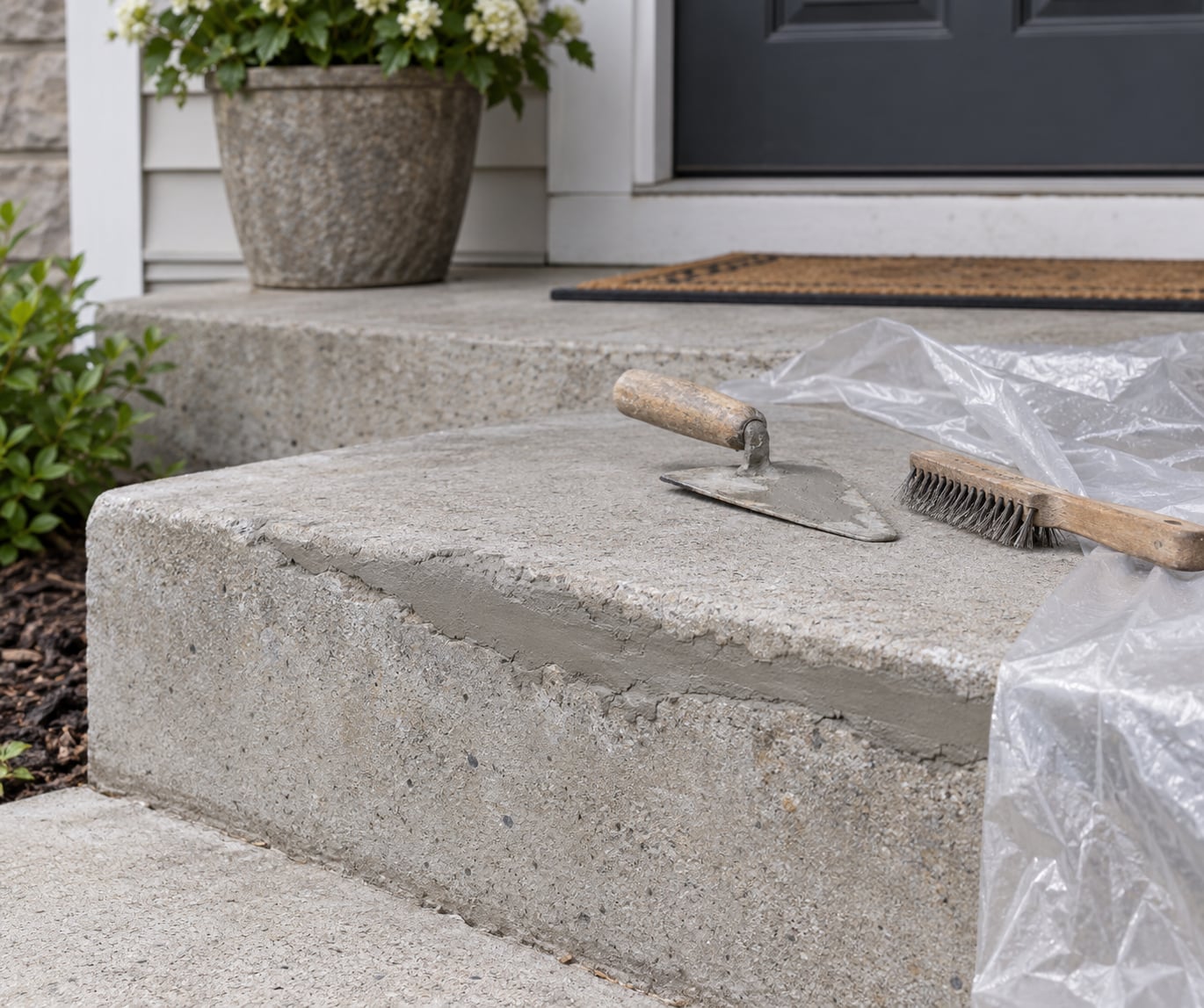 how to repair cracked concrete steps
