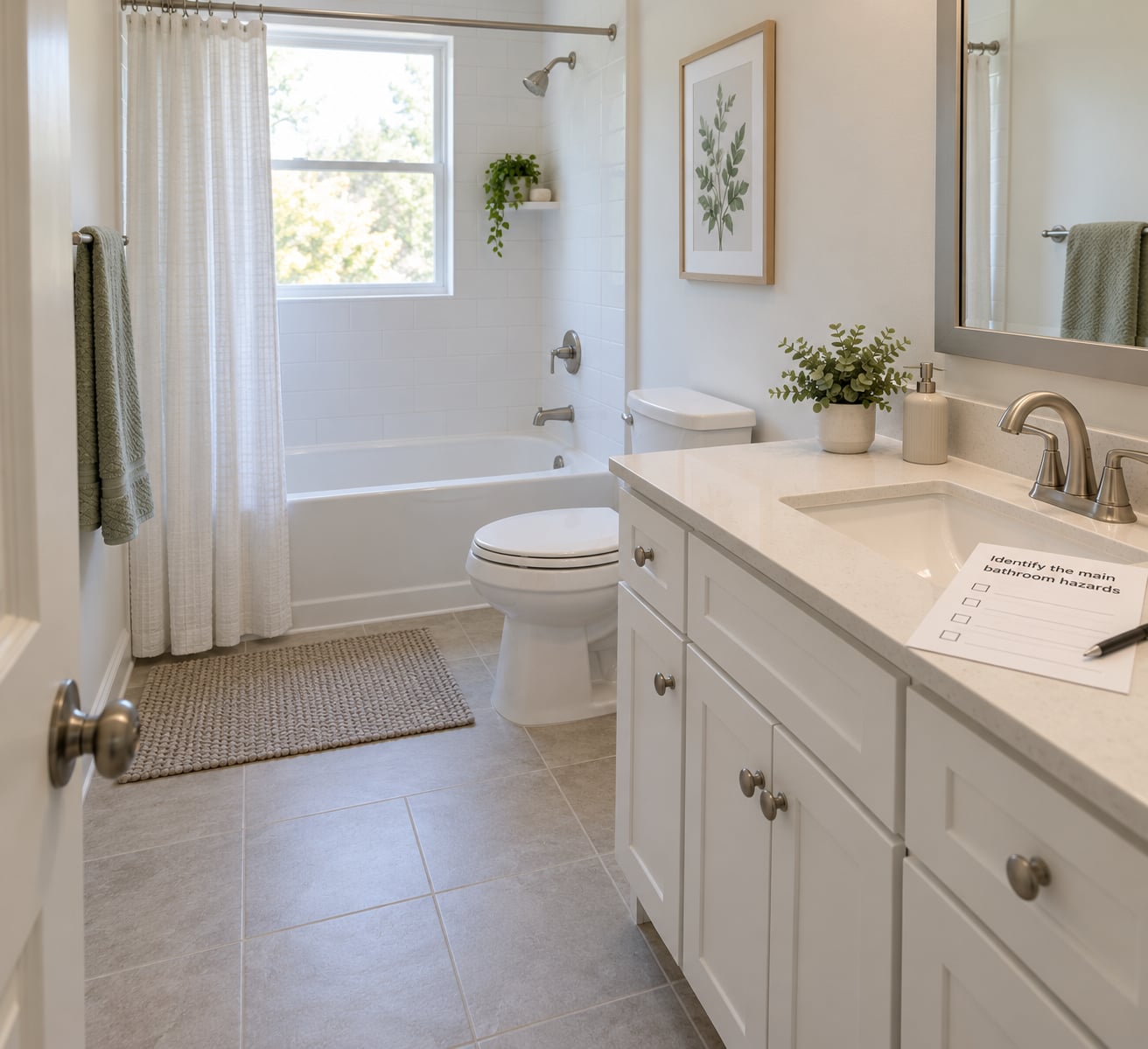 Identify the main bathroom hazards