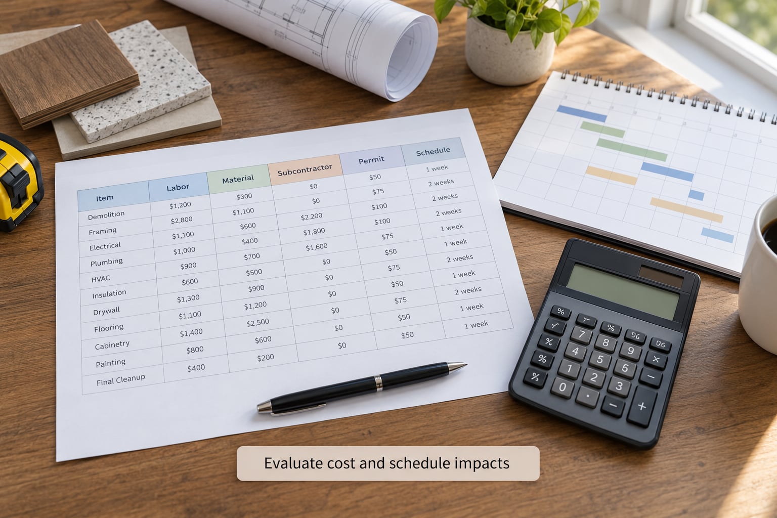 Evaluate cost and schedule impacts