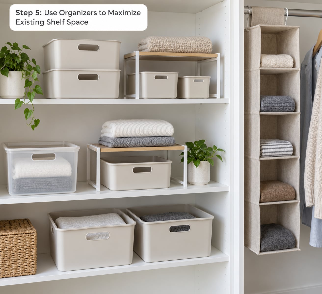 Step 5: Use Organizers to Maximize Existing Shelf Space