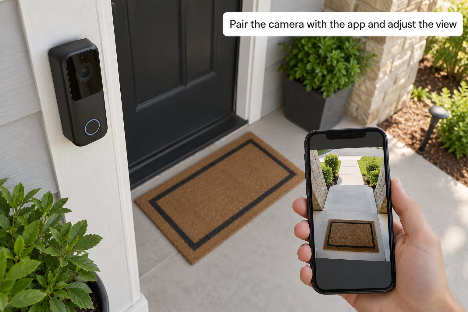 Pair the camera with the app and adjust the view