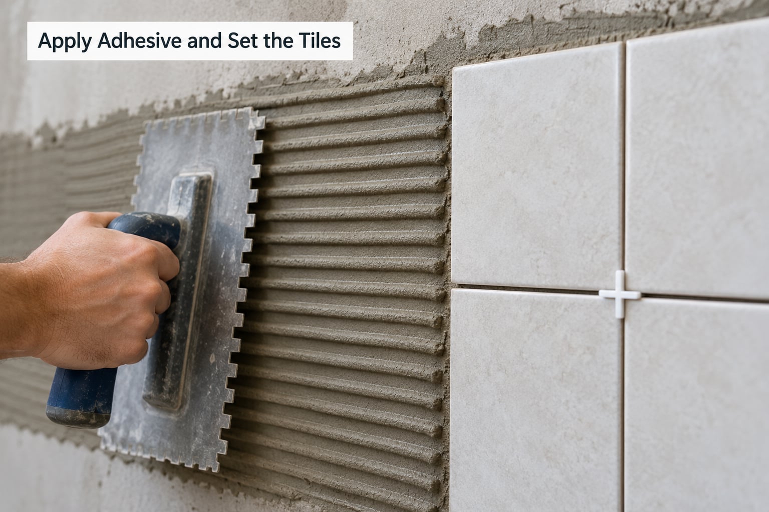 Apply Adhesive and Set the Tiles