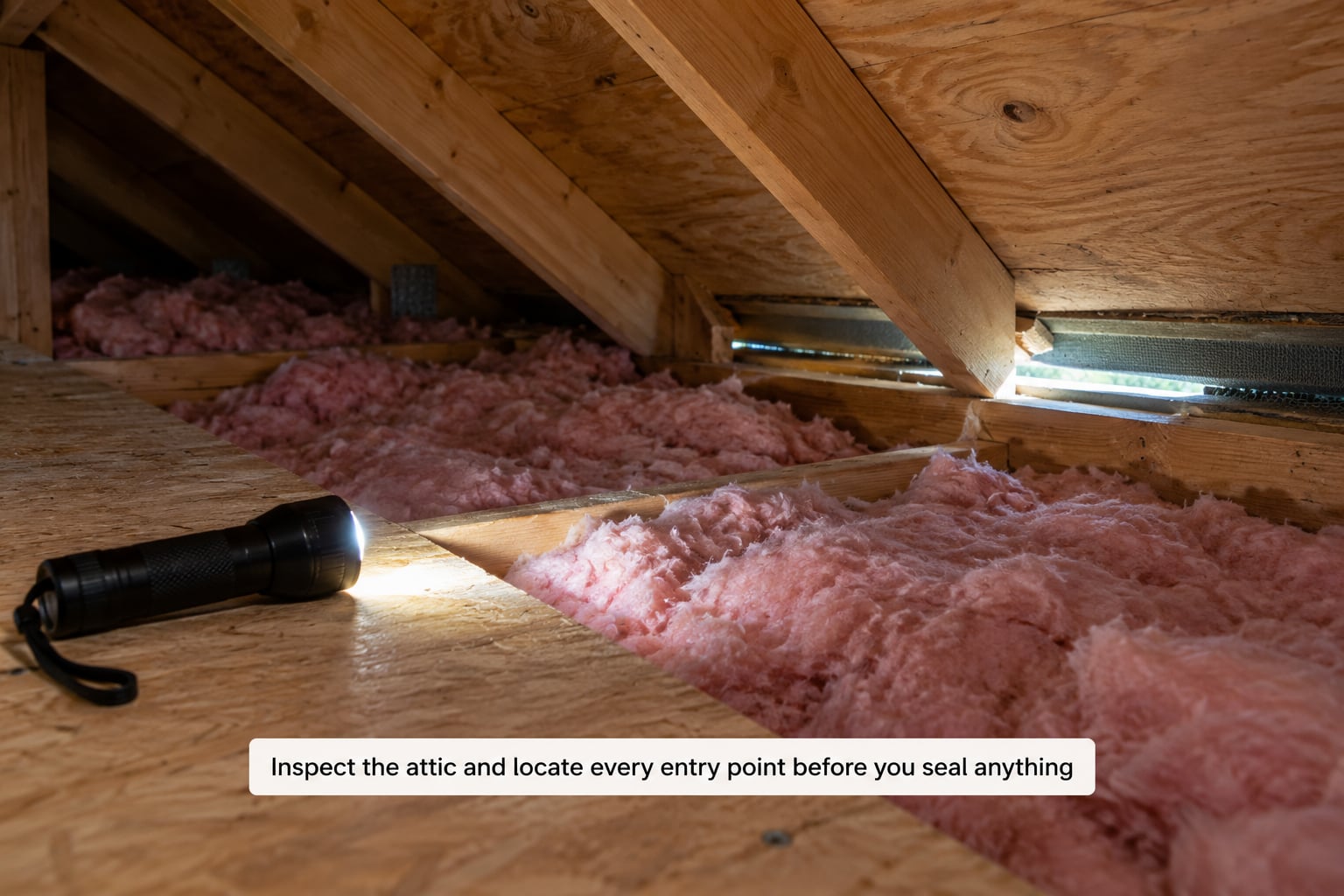 Inspect the attic and locate every entry point before you seal anything