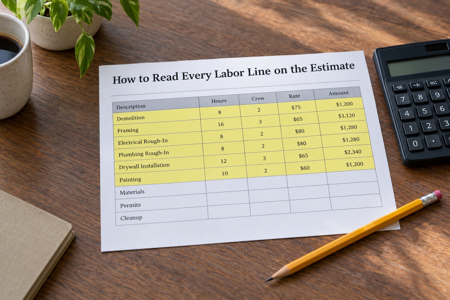 How to Read Every Labor Line on the Estimate