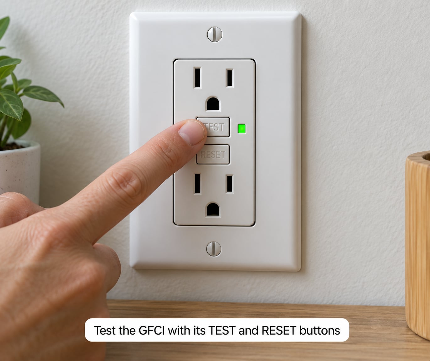 Test the GFCI with its TEST and RESET buttons
